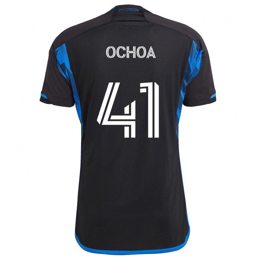 Kandiny Niño Camiseta Emmanuel Ochoa #41 Azul Negro 1ª Equipación 2024/25 La Camisa Chile