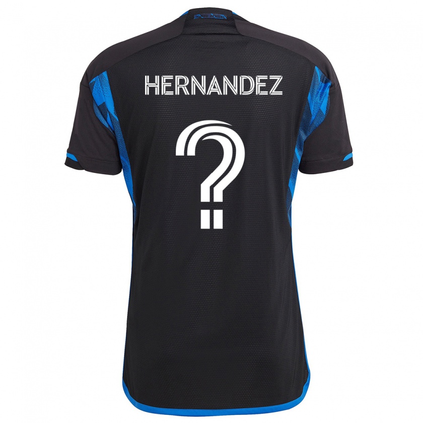 Kandiny Niño Camiseta Oliver Hernandez #0 Azul Negro 1ª Equipación 2024/25 La Camisa Chile