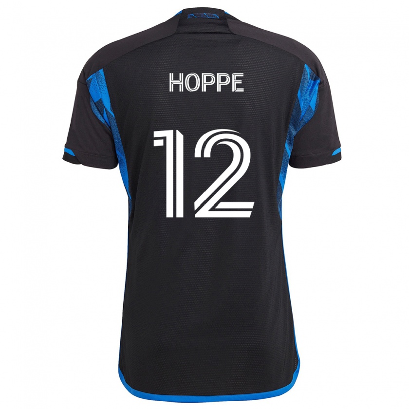 Kandiny Niño Camiseta Matthew Hoppe #12 Azul Negro 1ª Equipación 2024/25 La Camisa Chile