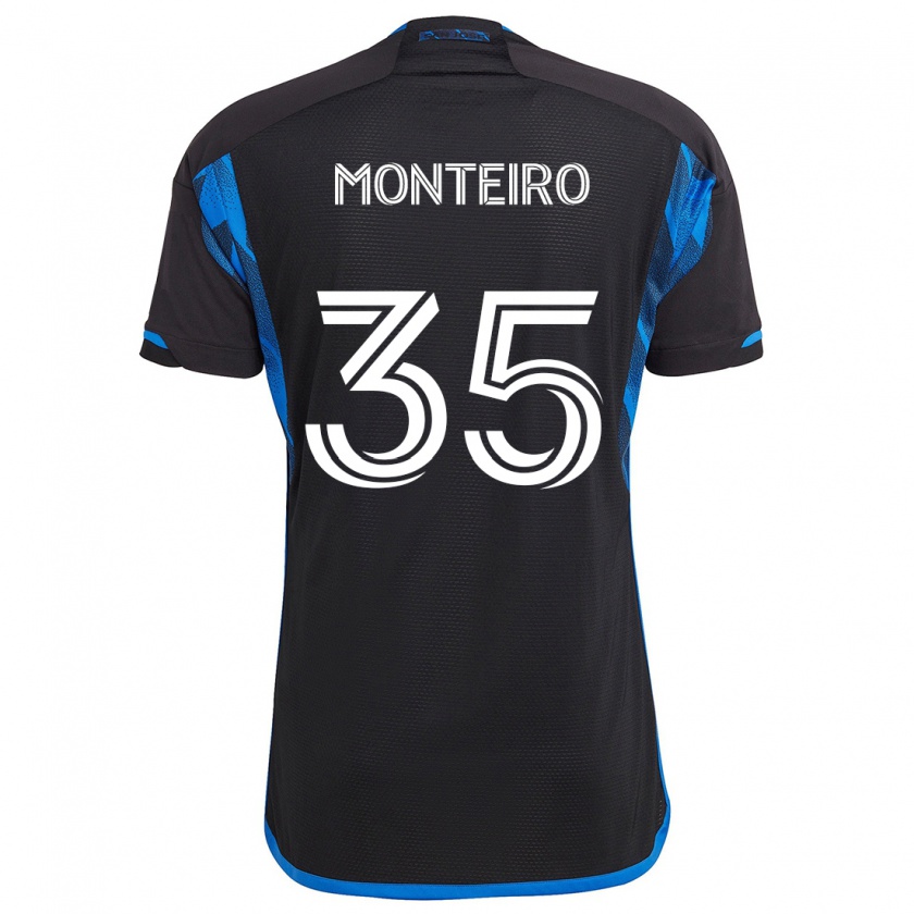 Kandiny Niño Camiseta Jamiro Monteiro #35 Azul Negro 1ª Equipación 2024/25 La Camisa Chile