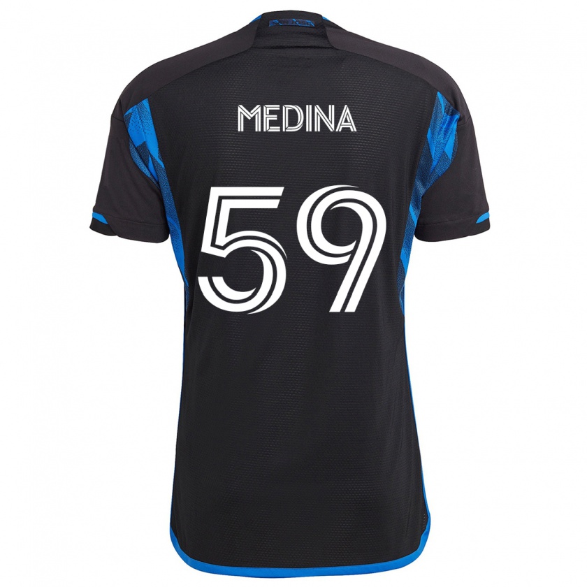 Kandiny Niño Camiseta Cruz Medina #59 Azul Negro 1ª Equipación 2024/25 La Camisa Chile