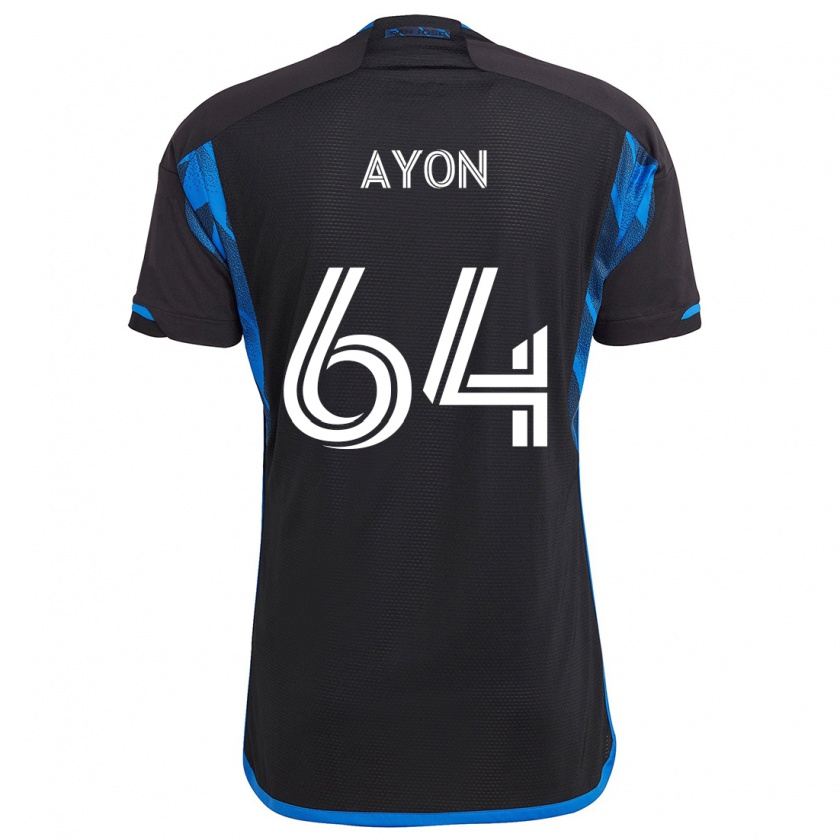 Kandiny Niño Camiseta Jerry Ayon #64 Azul Negro 1ª Equipación 2024/25 La Camisa Chile