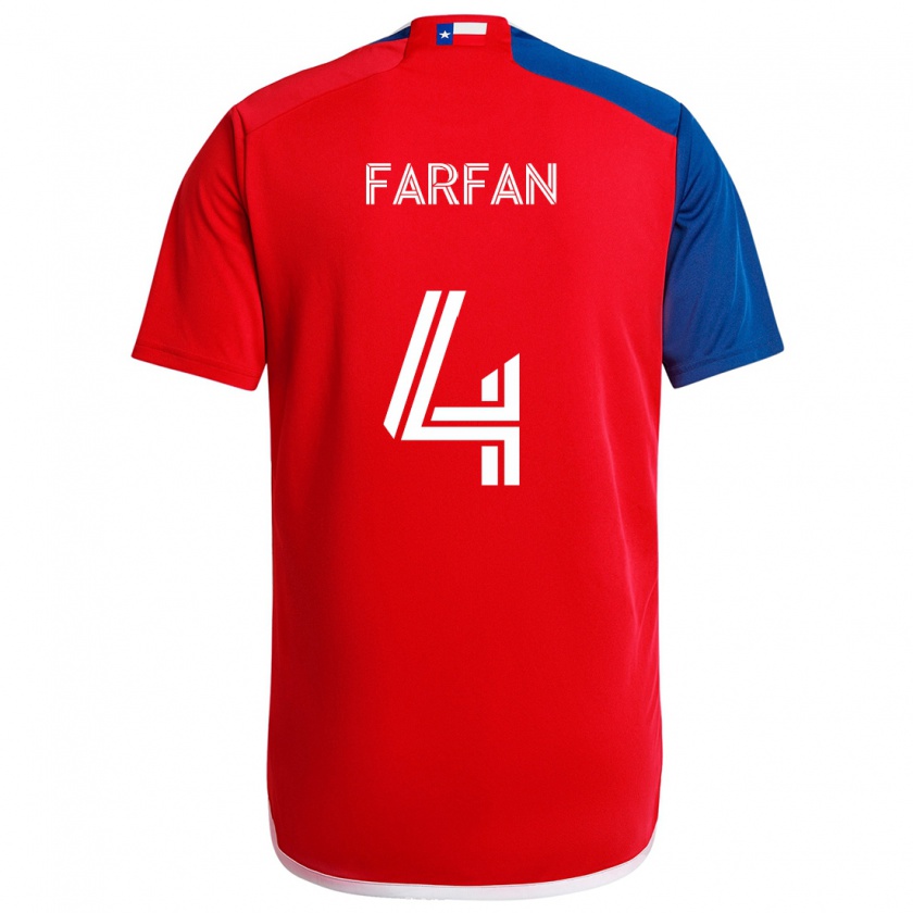 Kandiny Niño Camiseta Marco Farfán #4 Azul Rojo 1ª Equipación 2024/25 La Camisa Chile