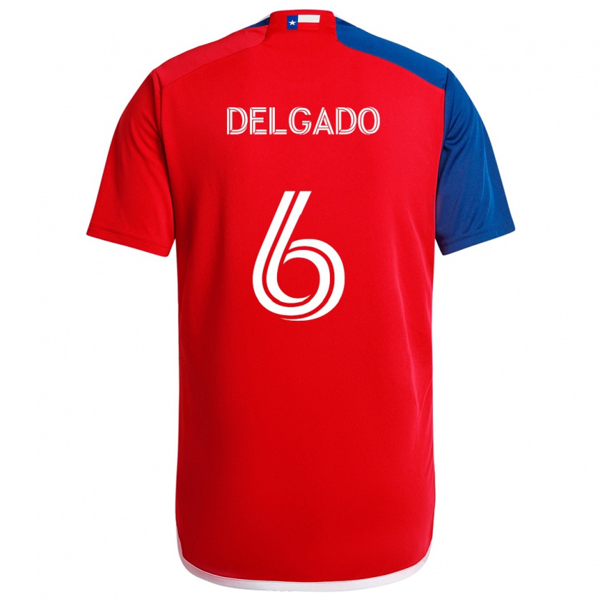 Kandiny Niño Camiseta Patrickson Delgado #6 Azul Rojo 1ª Equipación 2024/25 La Camisa Chile