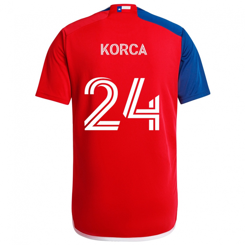 Kandiny Niño Camiseta Amet Korça #24 Azul Rojo 1ª Equipación 2024/25 La Camisa Chile