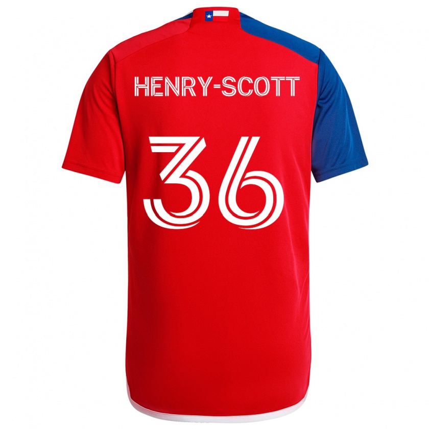 Kandiny Niño Camiseta Malik Henry-Scott #36 Azul Rojo 1ª Equipación 2024/25 La Camisa Chile