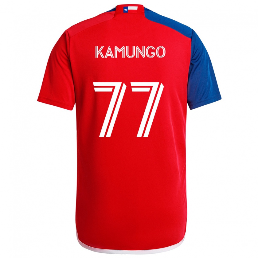 Kandiny Niño Camiseta Bernard Kamungo #77 Azul Rojo 1ª Equipación 2024/25 La Camisa Chile