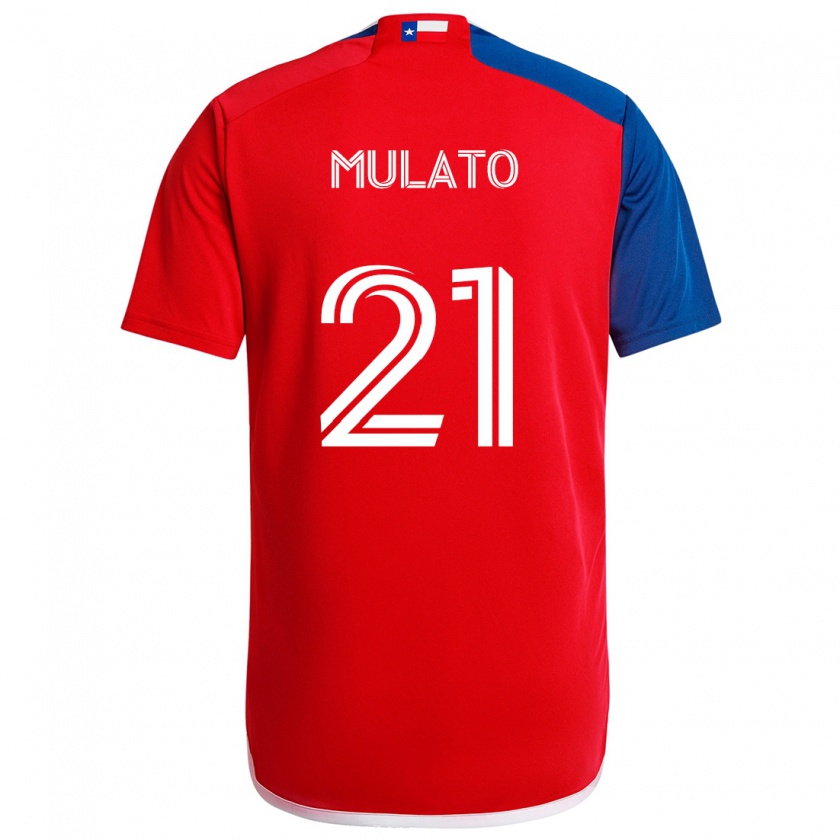 Kandiny Niño Camiseta José Mulato #21 Azul Rojo 1ª Equipación 2024/25 La Camisa Chile