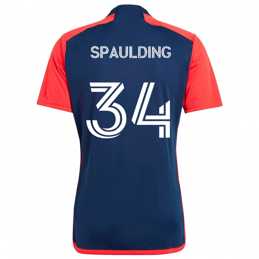 Kandiny Niño Camiseta Ryan Spaulding #34 Azul Rojo 1ª Equipación 2024/25 La Camisa Chile