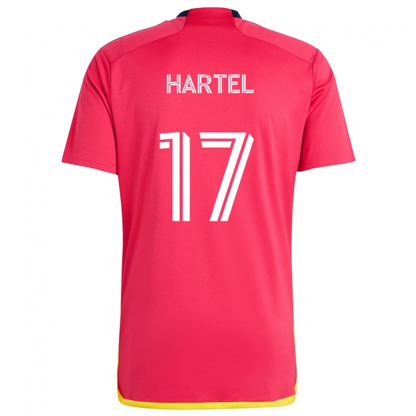 Kandiny Niño Camiseta Marcel Hartel #17 Rojo Azul 1ª Equipación 2024/25 La Camisa Chile