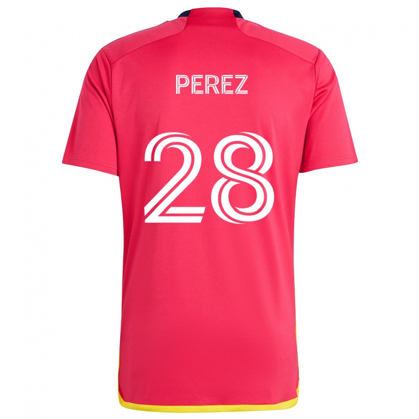 Kandiny Niño Camiseta Miguel Perez #28 Rojo Azul 1ª Equipación 2024/25 La Camisa Chile