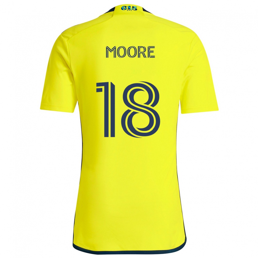 Kandiny Niño Camiseta Shaq Moore #18 Amarillo Azul 1ª Equipación 2024/25 La Camisa Chile