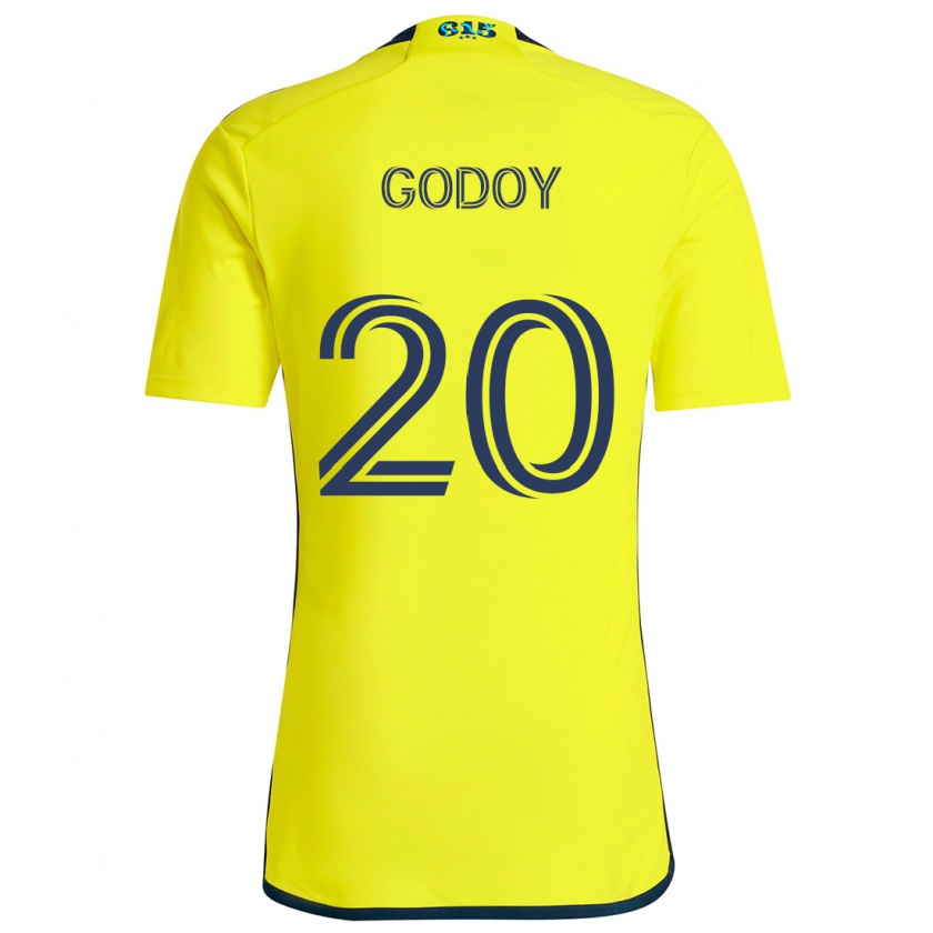 Kandiny Niño Camiseta Aníbal Godoy #20 Amarillo Azul 1ª Equipación 2024/25 La Camisa Chile