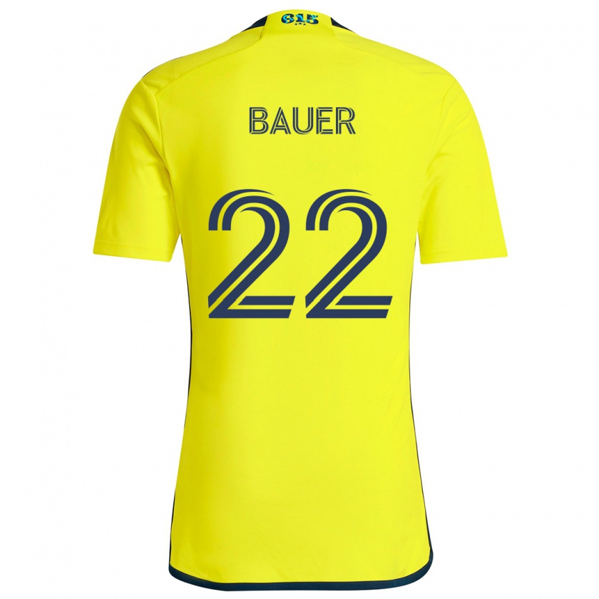 Kandiny Niño Camiseta Josh Bauer #22 Amarillo Azul 1ª Equipación 2024/25 La Camisa Chile