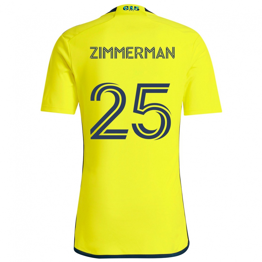 Kandiny Niño Camiseta Walker Zimmerman #25 Amarillo Azul 1ª Equipación 2024/25 La Camisa Chile