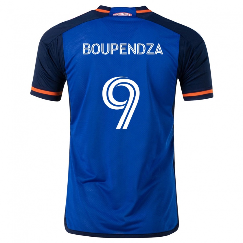 Kandiny Niño Camiseta Aaron Boupendza #9 Azul Blanco 1ª Equipación 2024/25 La Camisa Chile