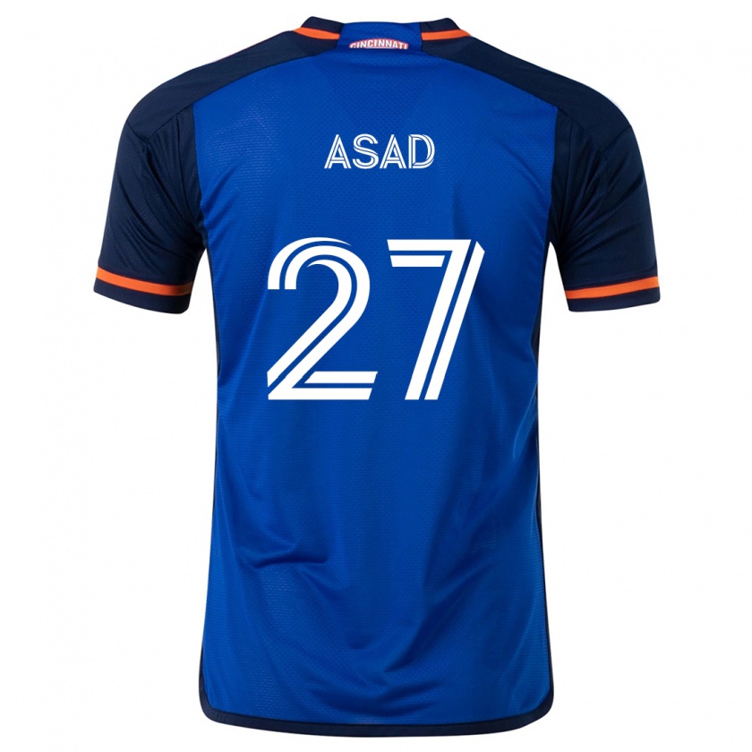 Kandiny Niño Camiseta Yamil Asad #27 Azul Blanco 1ª Equipación 2024/25 La Camisa Chile