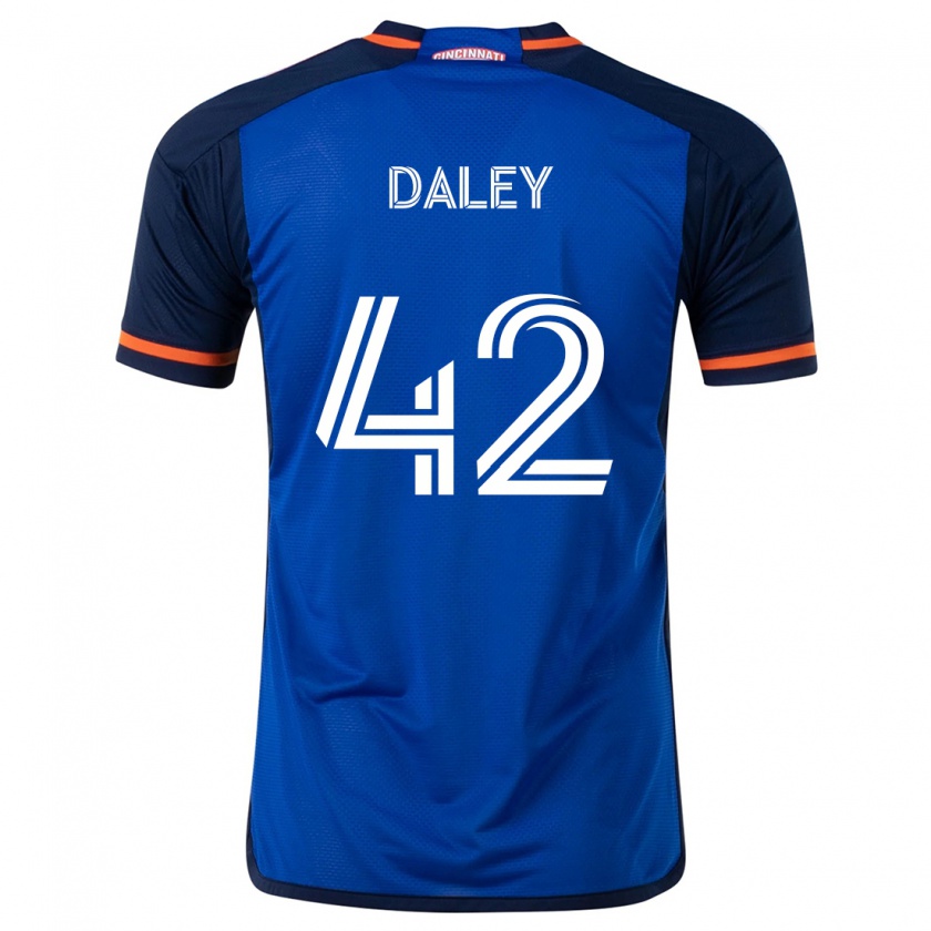 Kandiny Niño Camiseta Amir Daley #42 Azul Blanco 1ª Equipación 2024/25 La Camisa Chile