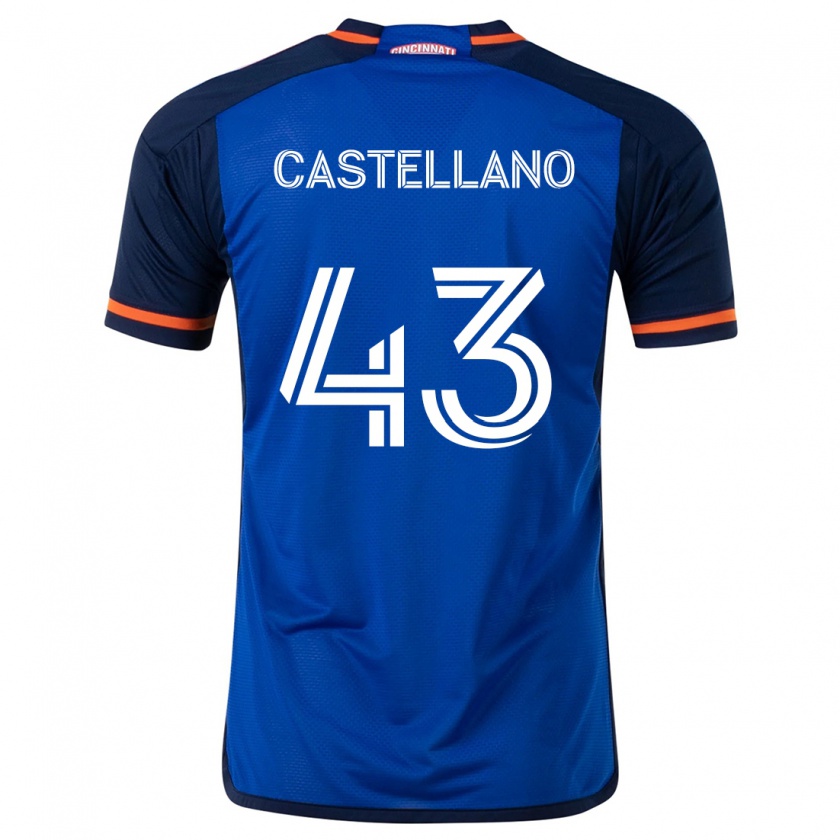 Kandiny Niño Camiseta Jesús Castellano #43 Azul Blanco 1ª Equipación 2024/25 La Camisa Chile