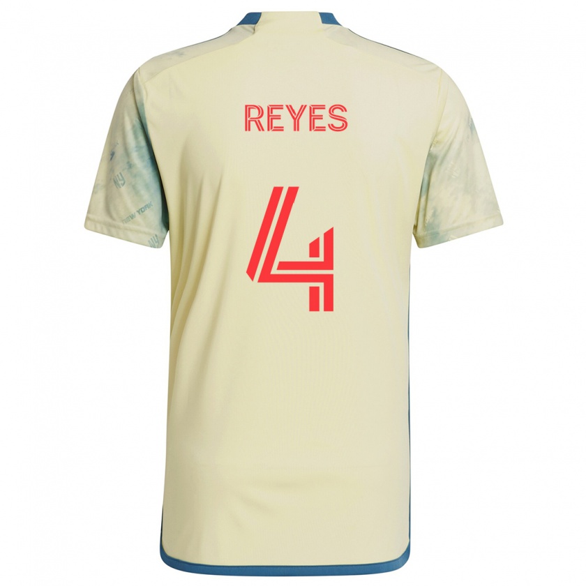 Kandiny Niño Camiseta Andrés Reyes #4 Amarillo Rojo Azul 1ª Equipación 2024/25 La Camisa Chile