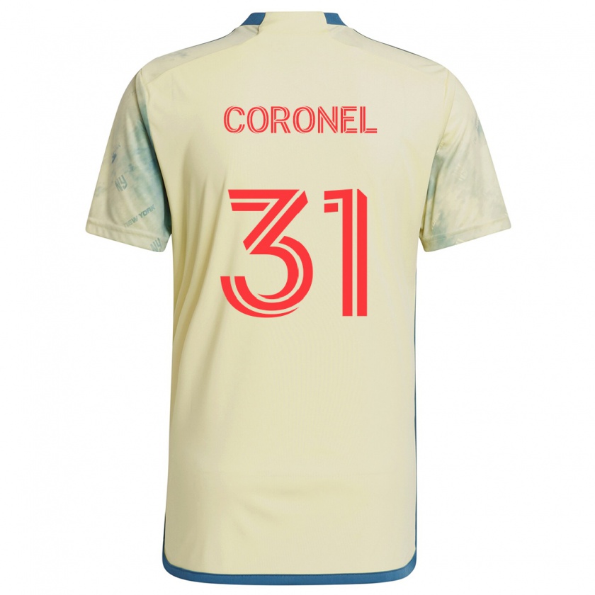 Kandiny Niño Camiseta Carlos Coronel #31 Amarillo Rojo Azul 1ª Equipación 2024/25 La Camisa Chile