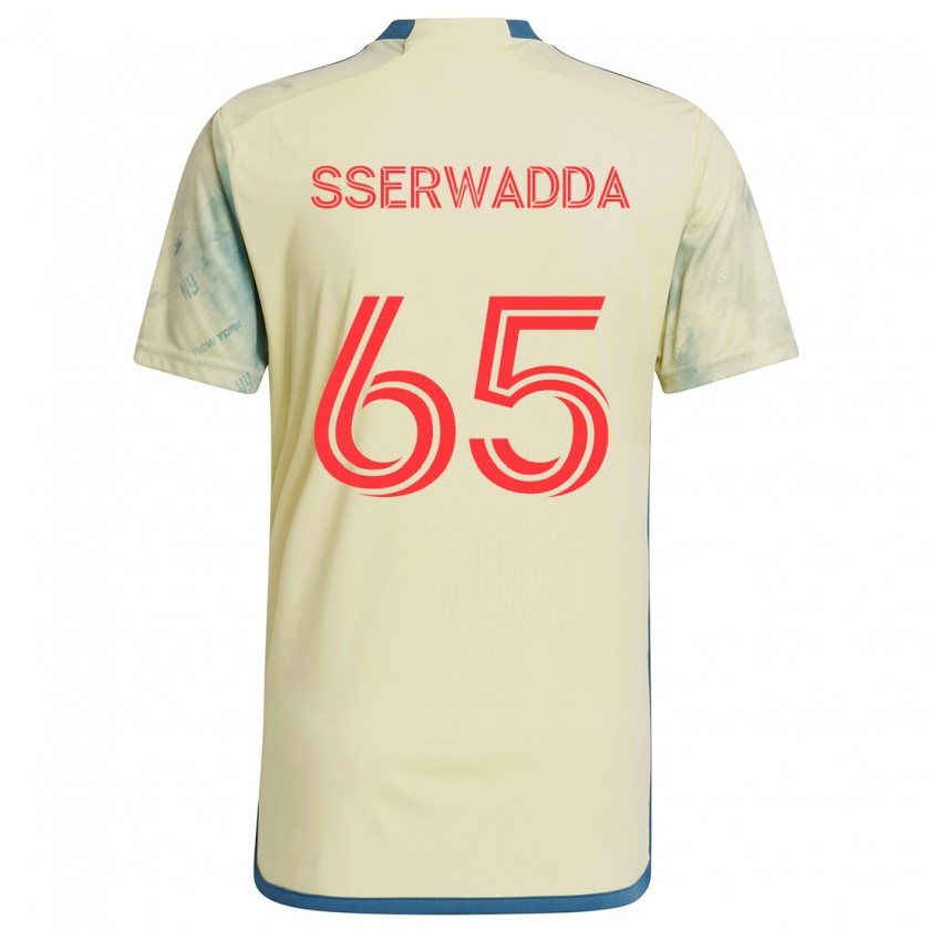 Kandiny Niño Camiseta Steven Sserwadda #65 Amarillo Rojo Azul 1ª Equipación 2024/25 La Camisa Chile