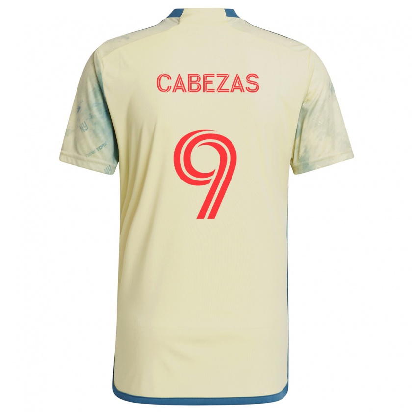 Kandiny Niño Camiseta Jorge Cabezas #9 Amarillo Rojo Azul 1ª Equipación 2024/25 La Camisa Chile