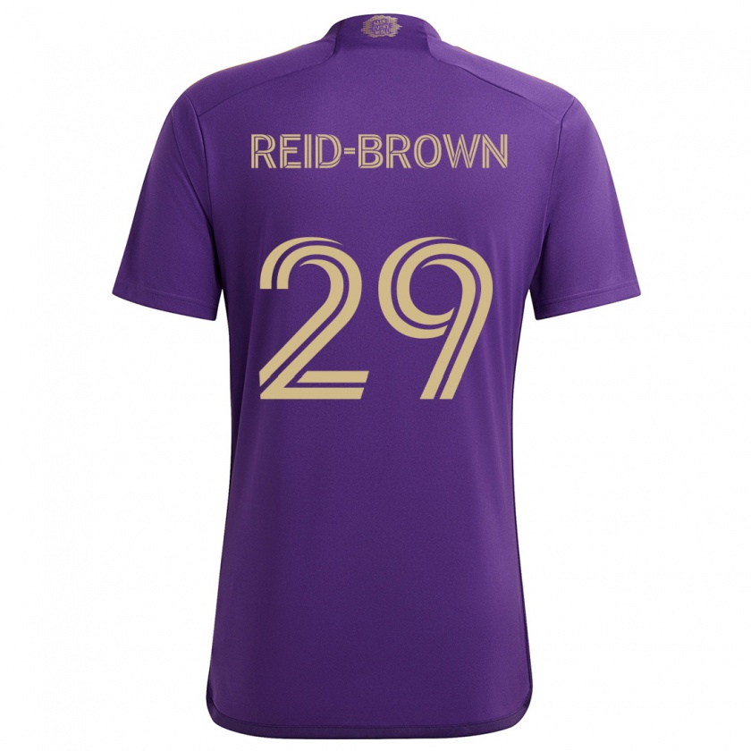 Kandiny Niño Camiseta Tahir Reid-Brown #29 Púrpura Amarillo 1ª Equipación 2024/25 La Camisa Chile