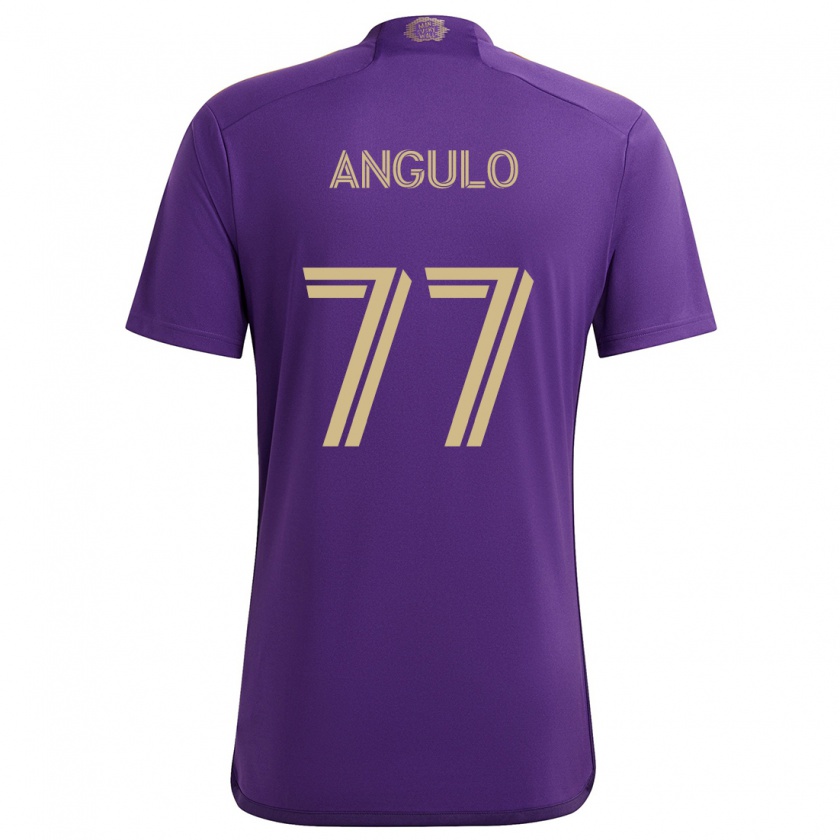 Kandiny Niño Camiseta Iván Angulo #77 Púrpura Amarillo 1ª Equipación 2024/25 La Camisa Chile