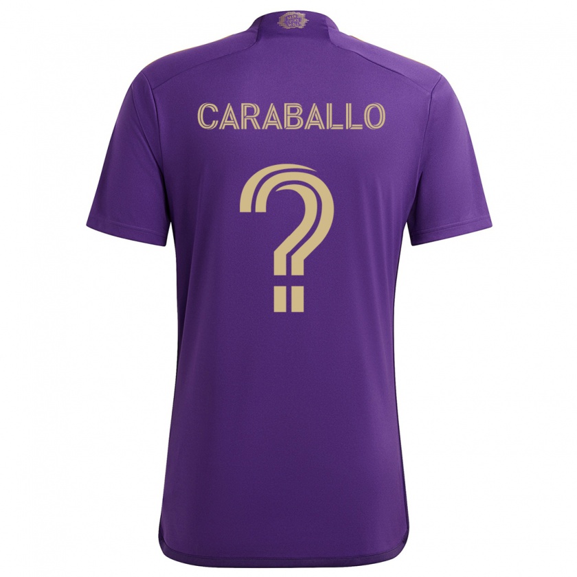 Kandiny Niño Camiseta Gustavo Caraballo #0 Púrpura Amarillo 1ª Equipación 2024/25 La Camisa Chile