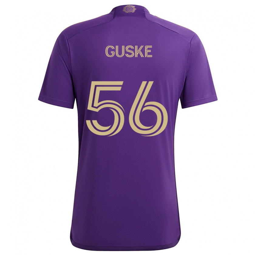 Kandiny Niño Camiseta Colin Guske #56 Púrpura Amarillo 1ª Equipación 2024/25 La Camisa Chile