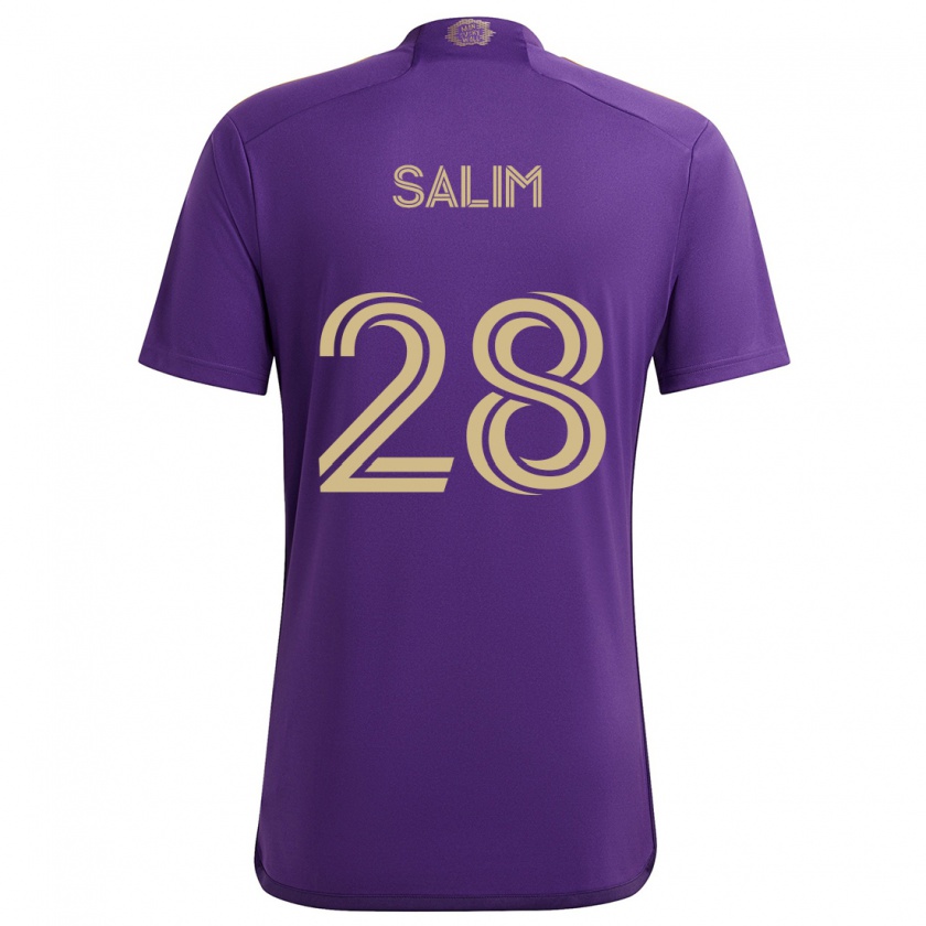 Kandiny Niño Camiseta Abdi Salim #28 Púrpura Amarillo 1ª Equipación 2024/25 La Camisa Chile