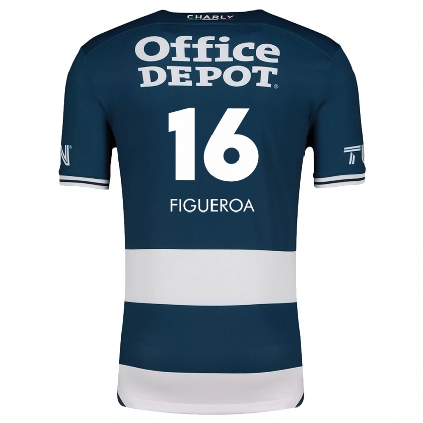 Kandiny Niño Camiseta Antonio Figueroa #16 Azul Blanco 1ª Equipación 2024/25 La Camisa Chile