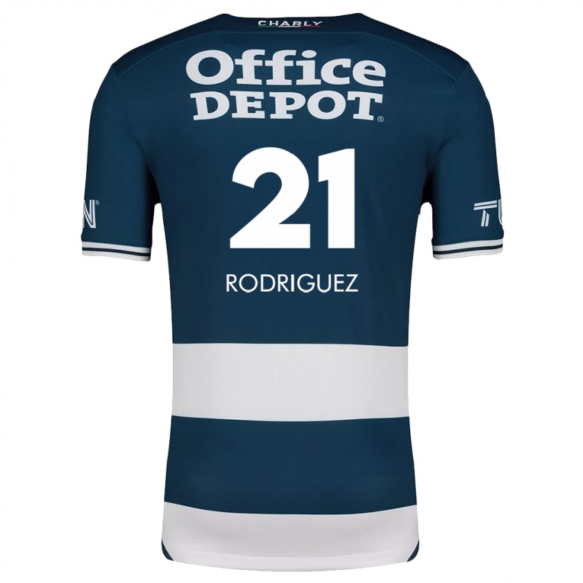 Kandiny Niño Camiseta Valentín Rodríguez #21 Azul Blanco 1ª Equipación 2024/25 La Camisa Chile