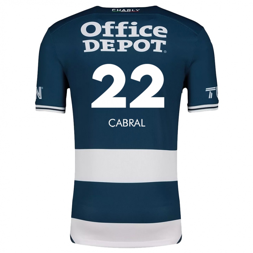 Kandiny Niño Camiseta Gustavo Cabral #22 Azul Blanco 1ª Equipación 2024/25 La Camisa Chile