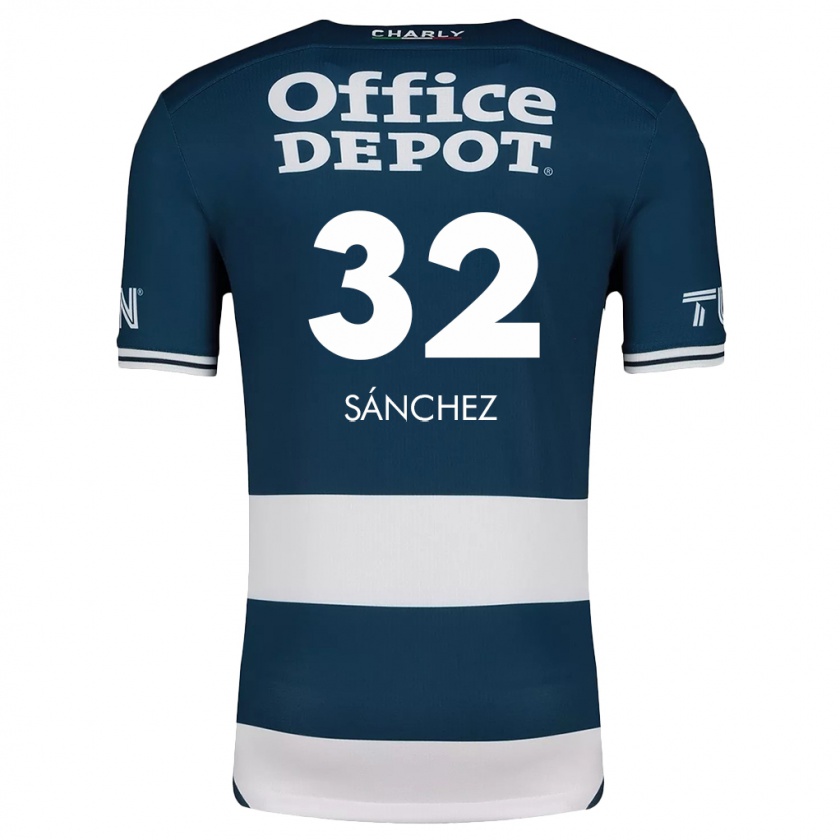 Kandiny Niño Camiseta Carlos Sánchez #32 Azul Blanco 1ª Equipación 2024/25 La Camisa Chile