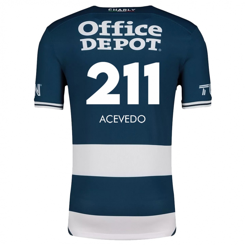 Kandiny Niño Camiseta Gerardo Acevedo #211 Azul Blanco 1ª Equipación 2024/25 La Camisa Chile