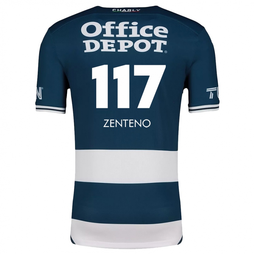 Kandiny Niño Camiseta Gustavo Zenteno #117 Azul Blanco 1ª Equipación 2024/25 La Camisa Chile