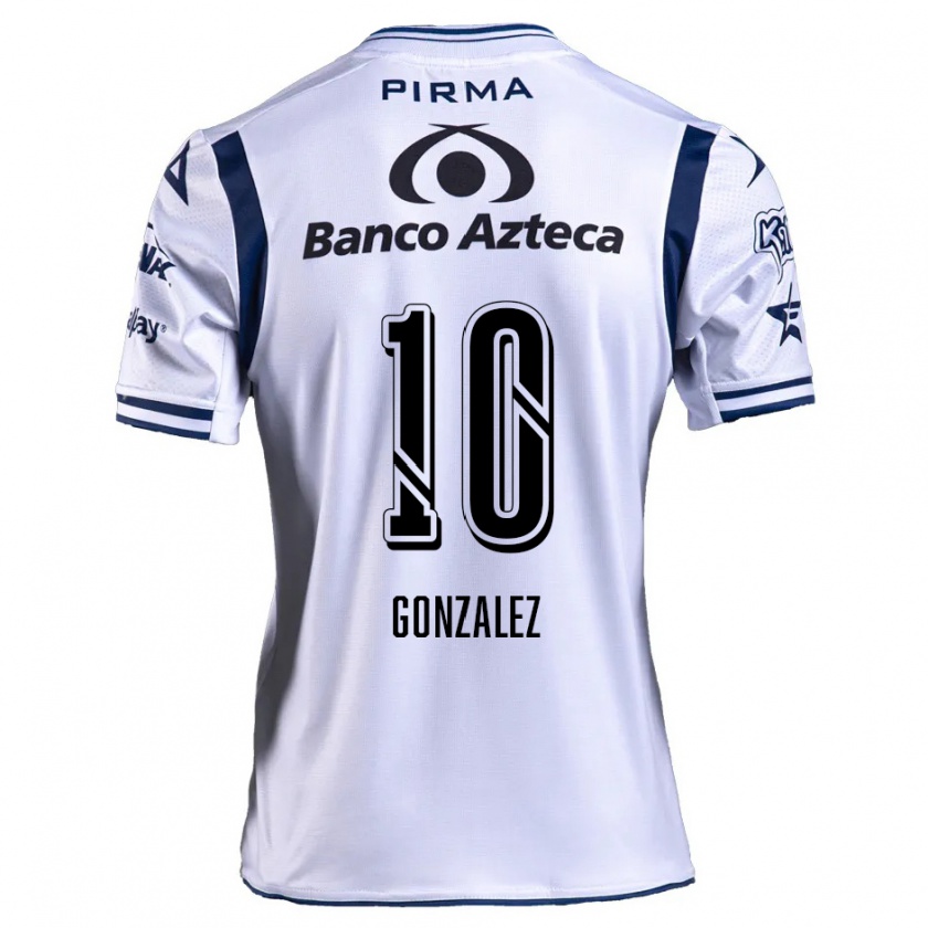 Kandiny Niño Camiseta Jair González #10 Blanco Azul Marino 1ª Equipación 2024/25 La Camisa Chile