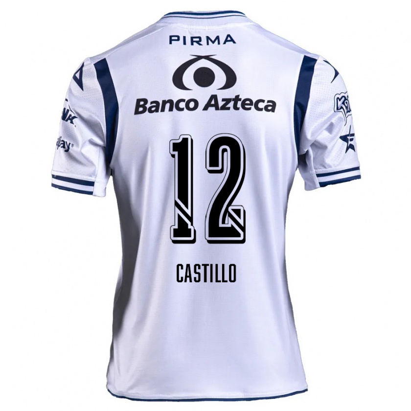 Kandiny Niño Camiseta Raúl Castillo #12 Blanco Azul Marino 1ª Equipación 2024/25 La Camisa Chile