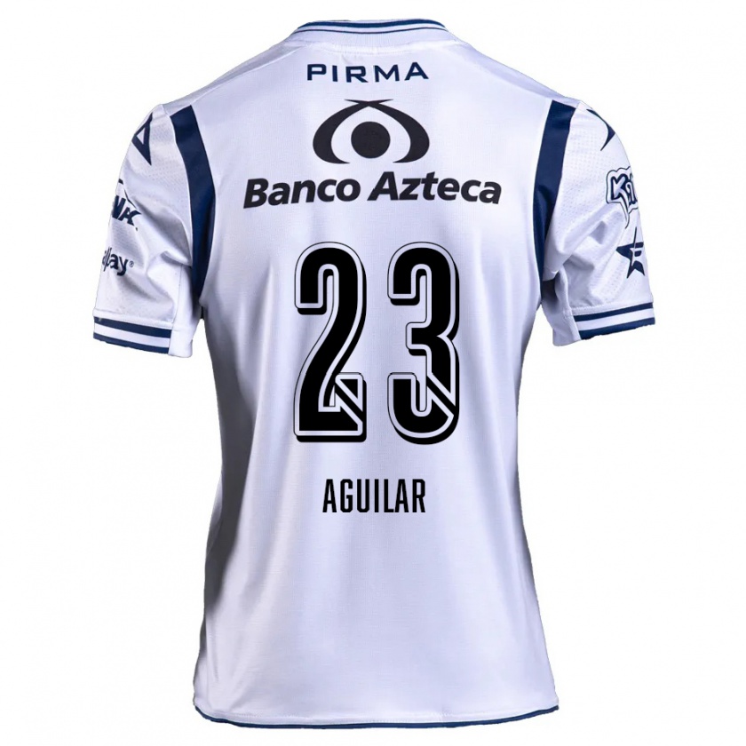 Kandiny Niño Camiseta Daniel Aguilar #23 Blanco Azul Marino 1ª Equipación 2024/25 La Camisa Chile