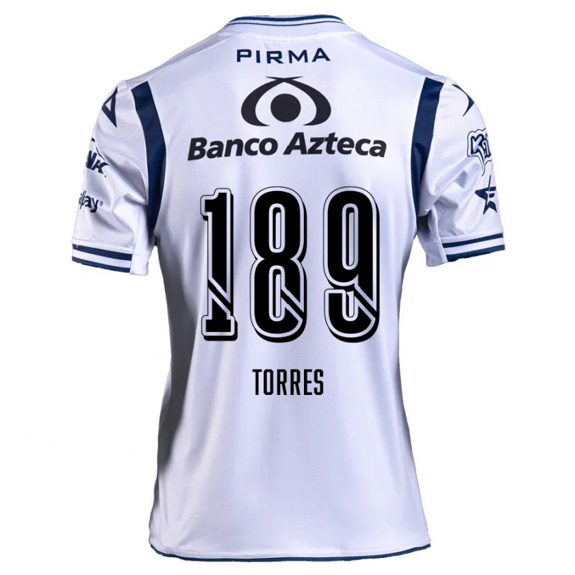 Kandiny Niño Camiseta Dylan Torres #189 Blanco Azul Marino 1ª Equipación 2024/25 La Camisa Chile