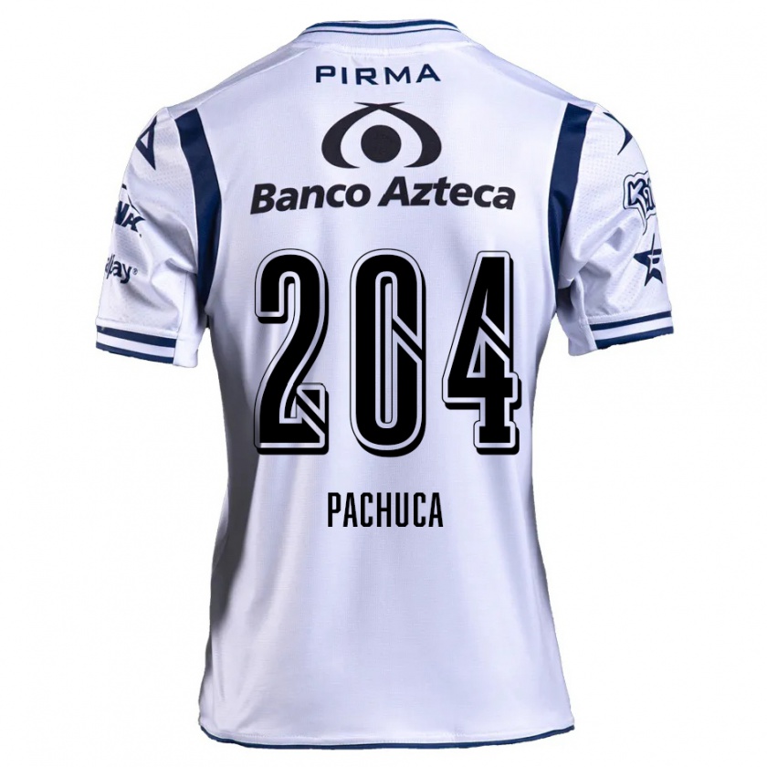 Kandiny Niño Camiseta José Pachuca #204 Blanco Azul Marino 1ª Equipación 2024/25 La Camisa Chile