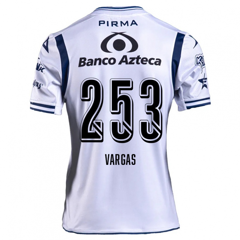 Kandiny Niño Camiseta Edwin Vargas #253 Blanco Azul Marino 1ª Equipación 2024/25 La Camisa Chile