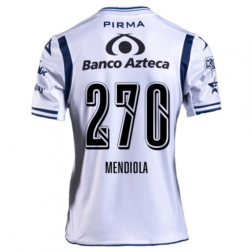 Kandiny Niño Camiseta Carlos Mendiola #270 Blanco Azul Marino 1ª Equipación 2024/25 La Camisa Chile