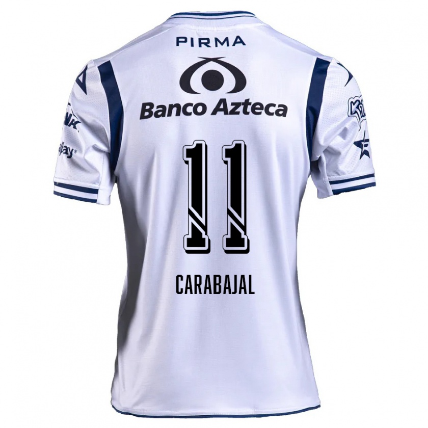 Kandiny Niño Camiseta Gabriel Carabajal #11 Blanco Azul Marino 1ª Equipación 2024/25 La Camisa Chile