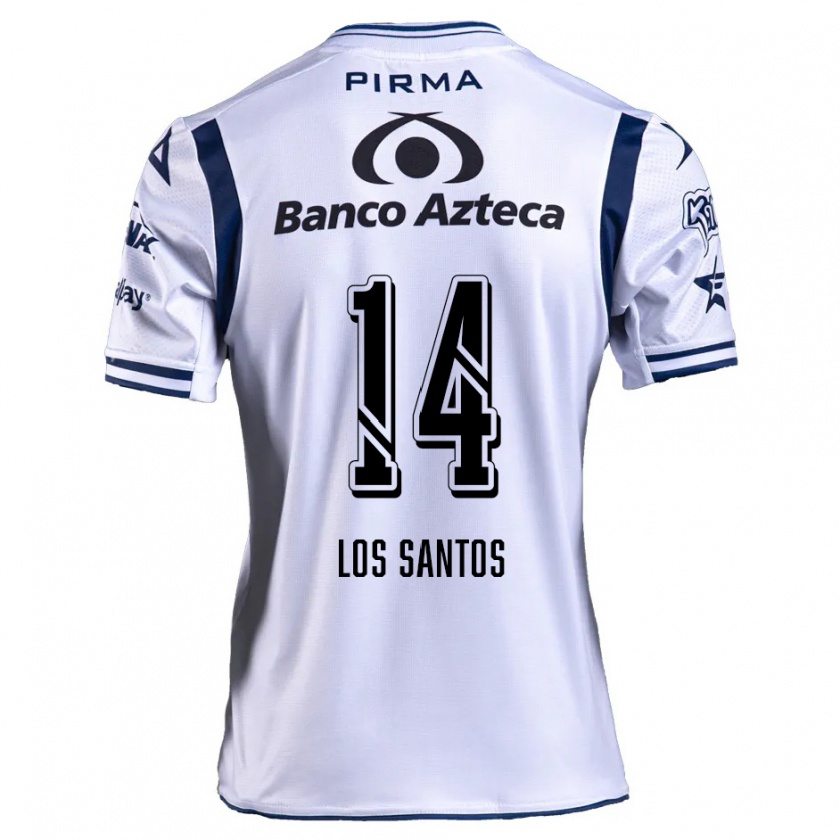 Kandiny Niño Camiseta Lucas De Los Santos #14 Blanco Azul Marino 1ª Equipación 2024/25 La Camisa Chile