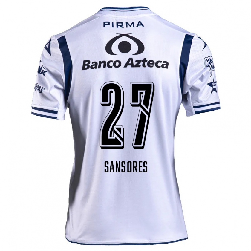 Kandiny Niño Camiseta Miguel Sansores #27 Blanco Azul Marino 1ª Equipación 2024/25 La Camisa Chile