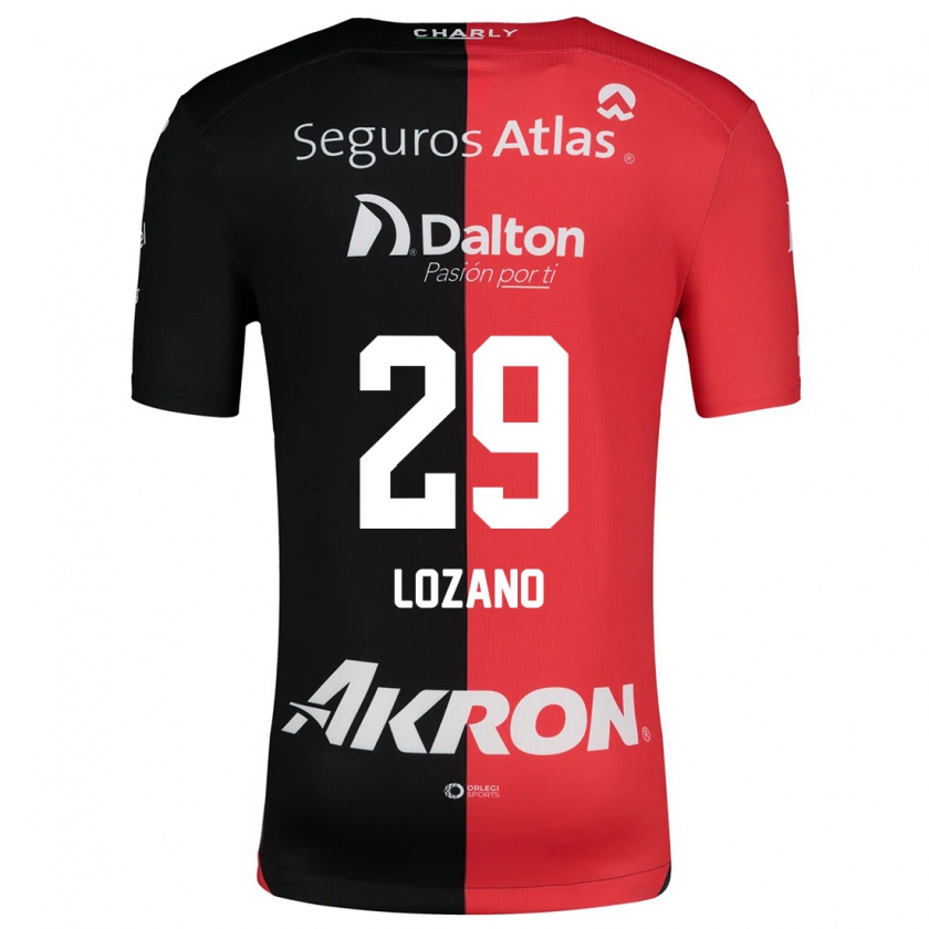 Kandiny Niño Camiseta Brian Lozano #29 Negro Rojo 1ª Equipación 2024/25 La Camisa Chile