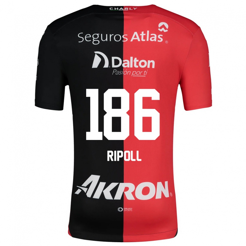 Kandiny Niño Camiseta Alonso Ripoll #186 Negro Rojo 1ª Equipación 2024/25 La Camisa Chile